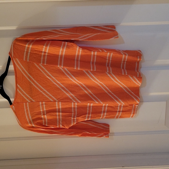 Chicos orange and tan top 3/4 sleeve small - Picture 5 of 5